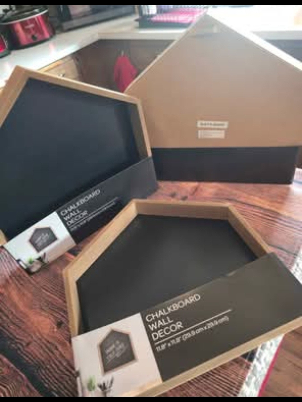 Chalkboard Wall Décor Hexagon Shelf - Black & Wood
